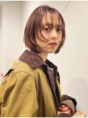 顔周りレイヤーボブ/地毛風暗めカラー/西千葉