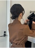 ヘアセット カジュアルアレンジ ゆるふわシニヨン お呼ばれヘア