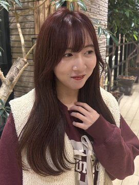 ジアン バイ ミルボン NU茶屋町+(GIEN by milbon) ワインレッド/チェリーレッド/ボルドー/くびれ巻き/吉岡美音