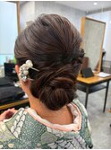ハイライトバレイヤージュダブルカラー結婚式お呼ばれヘアセット