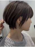 小顔魅せヘア簡単スタイリングマッシュショートニュアンスカラー