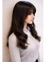 テラ(terra)&nbsp;艶髪暗髪カラー　清楚系ロングの耳掛けレイヤーウェーブ