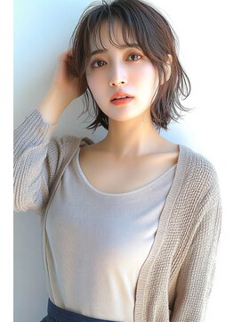 クシュ 所沢西口エミテラス前店(kusyu...) ウルフパーマダークブルーゆるふわボブひし形ショートボブ所沢