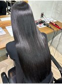暗髪　グレージュ　髪質改善　縮毛矯正