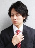 好印象メンズパーマ爽やかビジネスウルフ人気◎ミディアム髪型