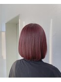 ストレートボブ　　チェリーレッド