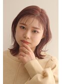 切りっぱなしロブ/ベージュピンク20代30代