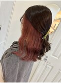 グレージュ×コーラルピンク