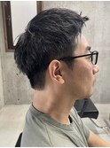メンズ/アップバング/ツーブロックマッシュ/束感ショート波巻き