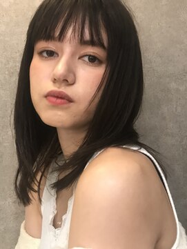 ルート(Route) 黒髪ぱっつん×アッシュブラック@30代/40代/50代