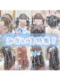 量産型ヘアメ　ハーフツイン＋カラーエクステハート