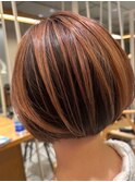 大人ハイライトピンクベージュショート40代50代