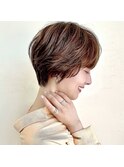 ＊前髪あり耳掛け丸みくびれショートボブ20代30代4 0代50代60代*