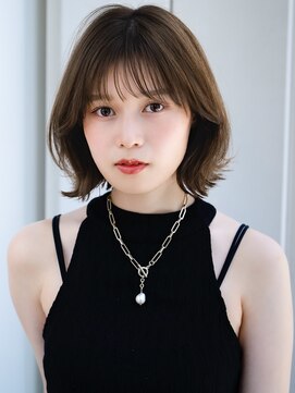 エインアンリー 明治神宮前(AIN.ANLY.) 5くびれヘアプリコットオレンジハイライトカラーボブパーマ小顔