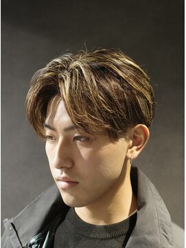 ステラ(STELLA) 茶金ハイライト/外国人風カラー メンズカット/フェザーパーマ