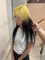 ラニヘアサロン(lani hair salon)&nbsp;イエロー×ブラック/ルーツカラー/デザインカラー/派手髪/黄色