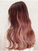 20代30代/大人かわいい/ピンクブラウン/グラデーションロング