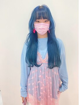 ギグスダブル 栄店(gigs double) ブリーチカラー/ブルー/ロング