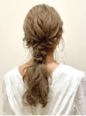 編みおろし　ヘアセット　結婚式参列