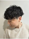 波巻きマッシュツーブロックパーマ波巻きスパイラル