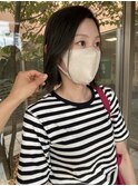 切りっぱなしボブ×オリーブカラー