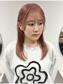 くすみピンクベージュ透明感カラー艶髪ケアブリーチ顔周り下北沢