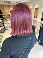 トリート 津田沼店(TREAT) チェリーレッド/切りっぱなしボブ/ピンクカラー