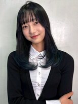 セプト 天神大名(SEPT.)&nbsp;ブルーブラック 内巻きワンカール 顔周りレイヤー 寒色系