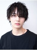 ツイストパーマ七三オールバックマッシュウルフスリークショート
