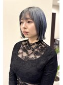 【石川諒】アンブレラ/アイスブルー/ぷっつり/外ハネ/ボブ