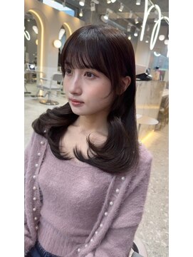ハローバイシー 仙台(Hello by Sea) 艶髪ブラウン×縮毛矯正[美髪/韓国風/顔周り]仙台
