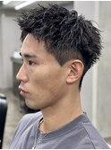 刈り上げアップバングスパイキーショートパーマスパイラルパーマ