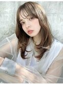 ミルクティーベージュ×柔ふわセミロング/シースルーバング