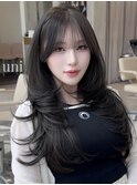 韓国ヘア ロング レイヤーカット顔周りカット