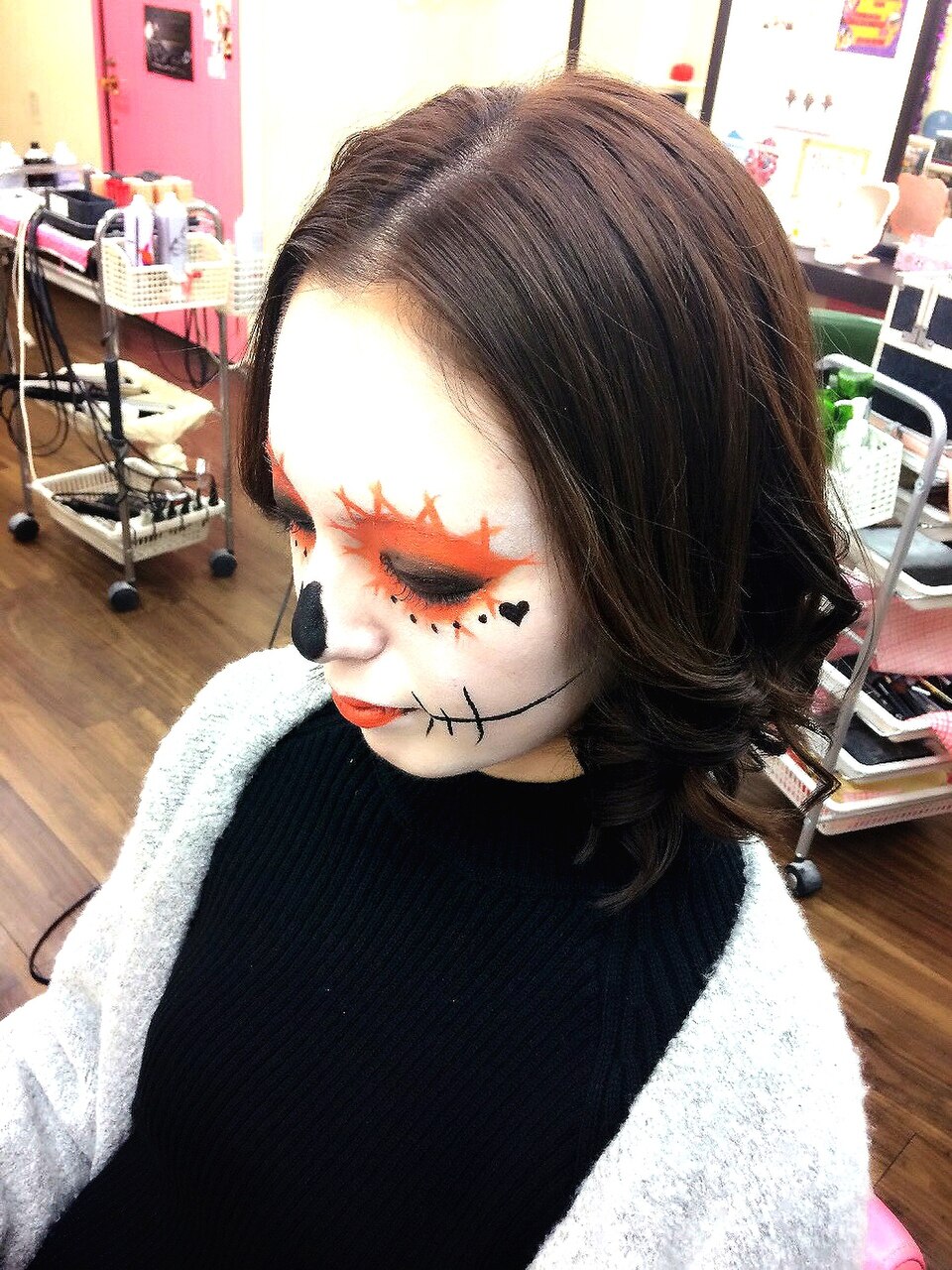 ☆ハロウィン『ふたごで可愛い(^○^)ガイコツシュガーメイク