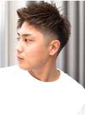 七三オールバックツイストパーマかき上げヘアコンマヘア
