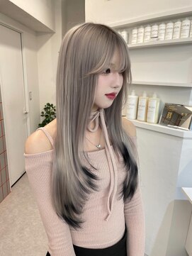 ペレ 渋谷(PELE) デザインカラー/レイヤーカット/ウェットヘア/オリーブベージュ