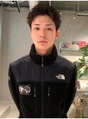 スパイキーショート　ニュアンスパーマ　緩めパーマ　前髪なし