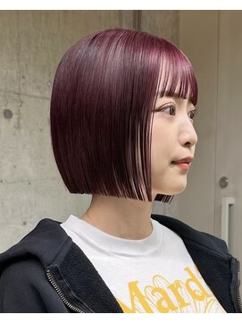 ソル ジングウマエ(SOL JINGUMAE) ハイトーンカラー切りっぱなしミディアムペールピンクベージュ★