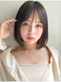 ナチュラルカール前髪薄めバングくびれヘアシースルーバング