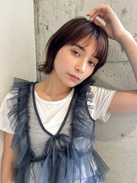 シェルター バイ トウキョウ(Shelter by TOKYO) 外ハネショートボブ×チョコブラウン×シースルーバング