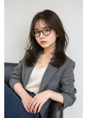 大人上品ロングレイヤー×透け感シースルーバング