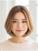 前髪長めボブ白髪染め/白髪ぼかし/川越