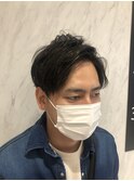 無造作パーマ×ビジネススタイル