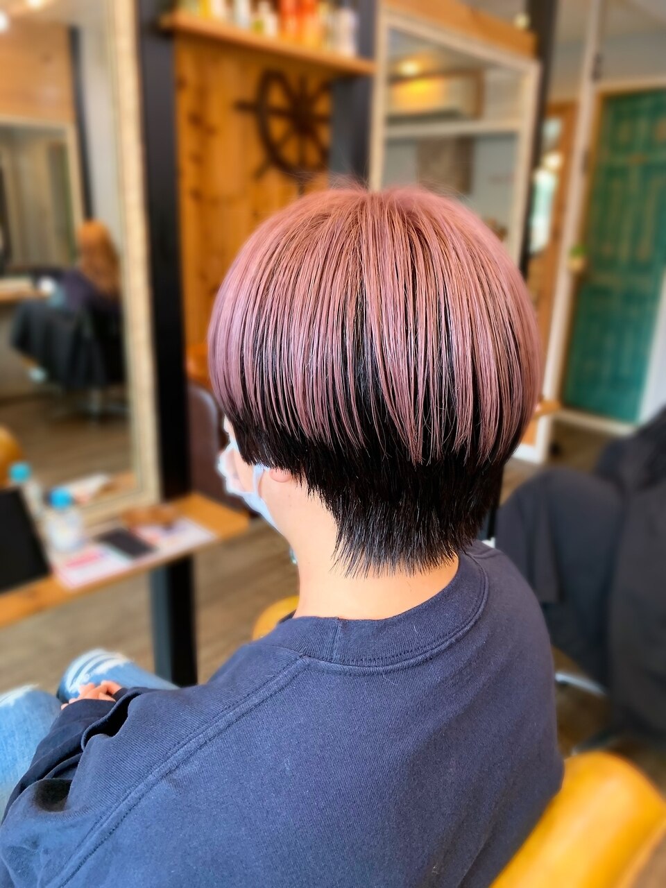 ショートマッシュ アンブレラカラー ピンク×ブラック：L179994159