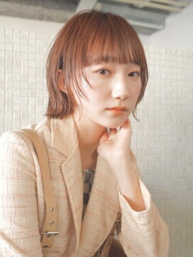 ディッセンバー 神宮前(December) 暖色ベージュ オレンジベージュ ボブ 顔周りレイヤー