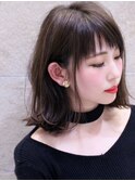 ■M.SLASHセンター南・6-12■ラベージュ小顔耳かけ外ハネミディ