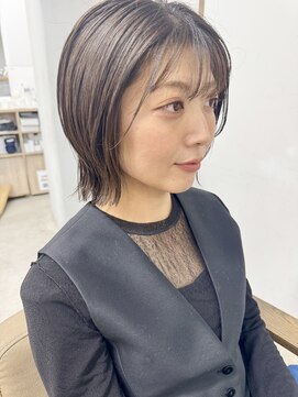 ヘアー アイス 御器所本店(HAIR ICI) 30代40代レイヤーショートボブグレージュツヤカラー