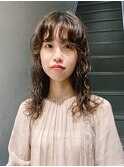 20代30代大人可愛いボブウルフくせ毛風パーマアッシュブラウン