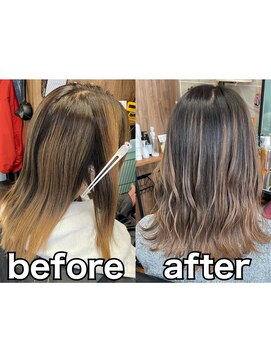 ラル(Lull) ハイライトバレイヤージュ/過酸化水素除去/髪質改善/個室美容室